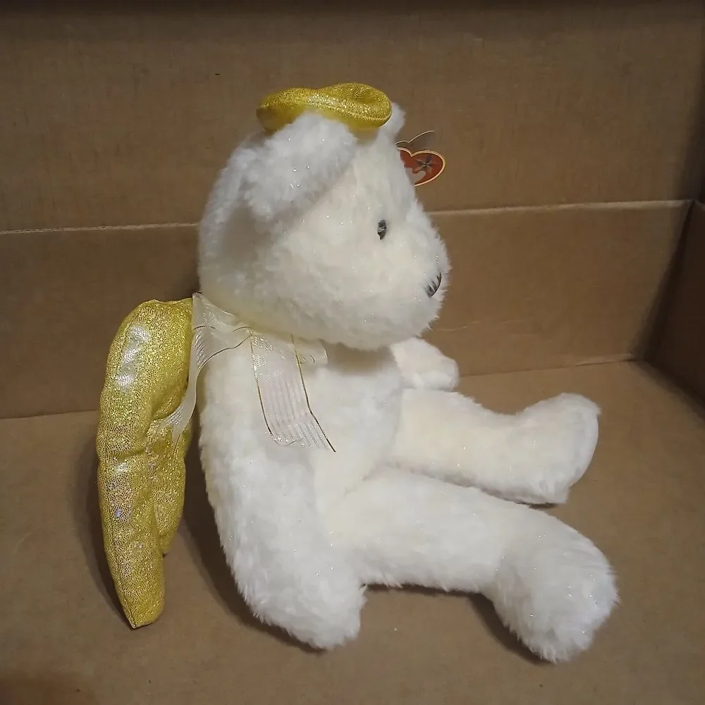 NEW Ty Vintage HALO ll BUDDY Angel Bear White Glitter Fur Toy Stuffed Animal
